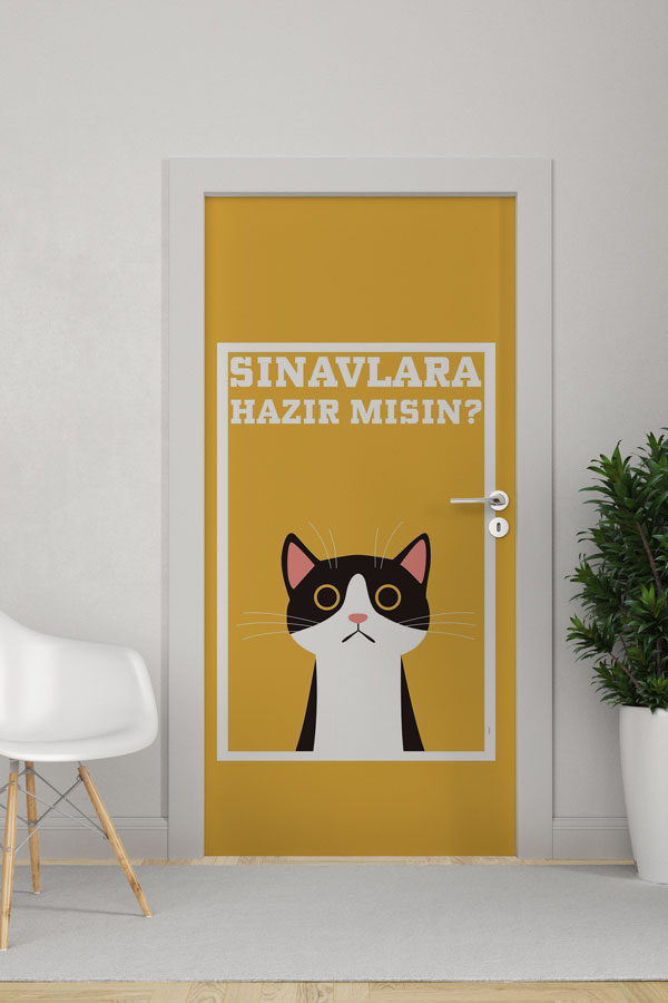 "Sınavlara Hazır Mısın?" Kedi Temalı Kapı Giydirme 9192