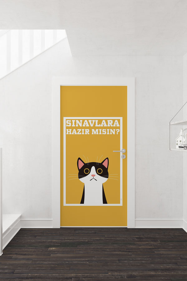 "Sınavlara Hazır Mısın?" Kedi Temalı Kapı Giydirme 9192
