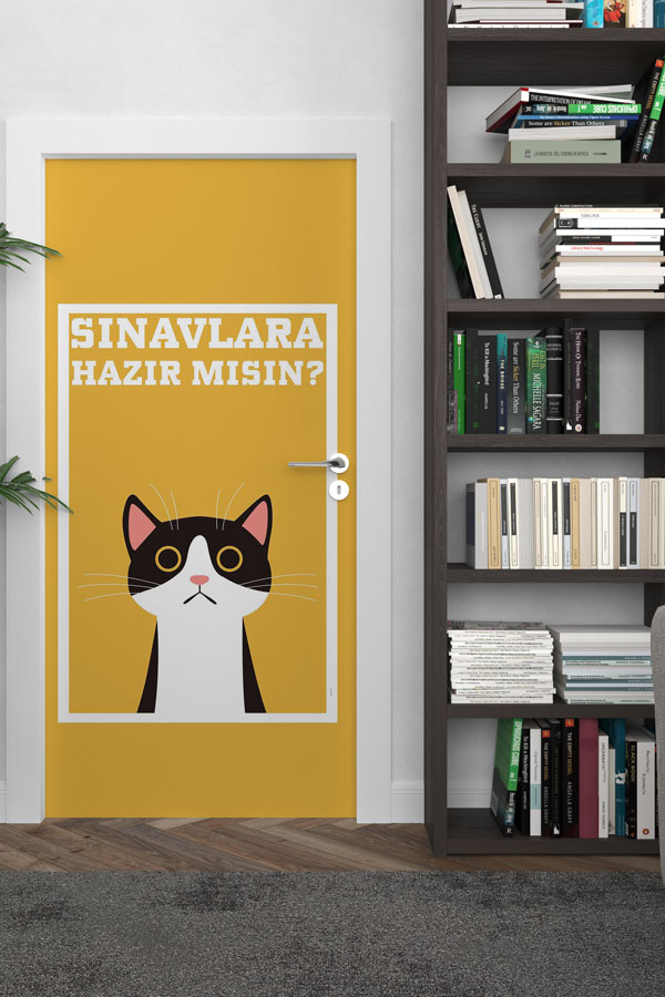 "Sınavlara Hazır Mısın?" Kedi Temalı Kapı Giydirme 9192