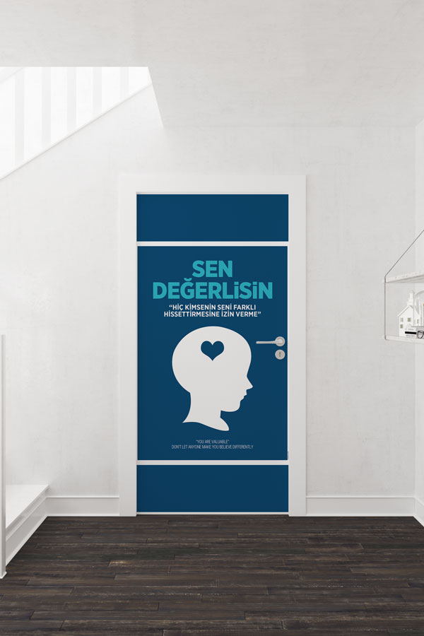 Sen Değerlisin Kapı Giydirme - Öz Değer ve Motivasyon Kapı Tasarımı 8970