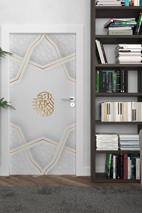 Modern Desenli Hat Sanatı Kapı Giydirme 9674