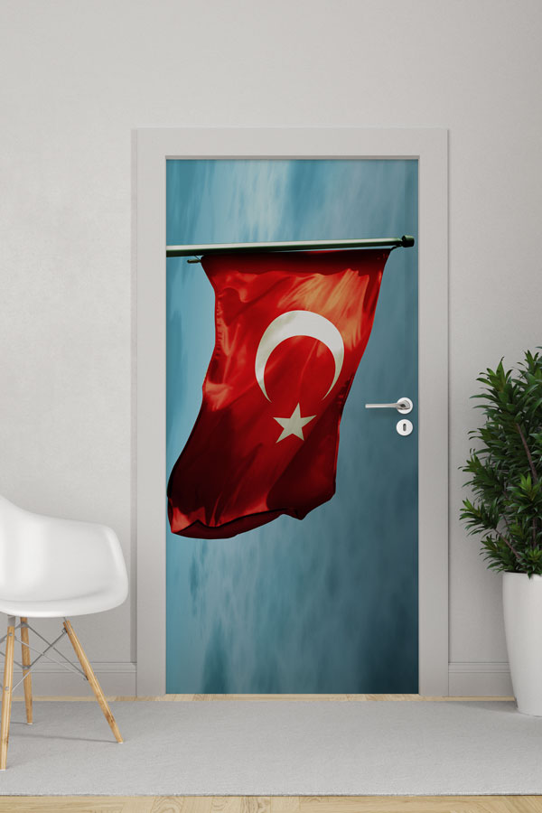 Türk Bayrağı Kapı Giydirme Baskısı 8824