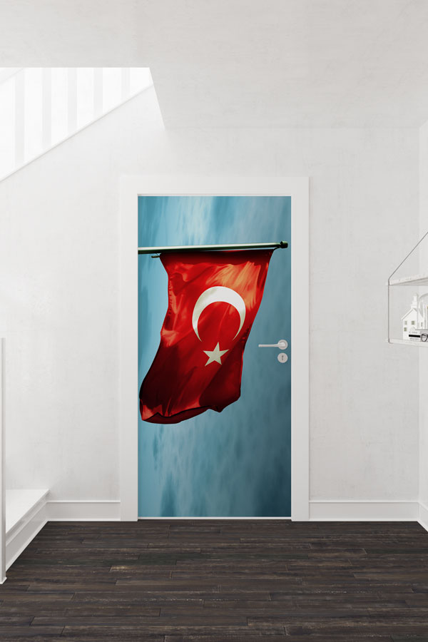 Türk Bayrağı Kapı Giydirme Baskısı 8824