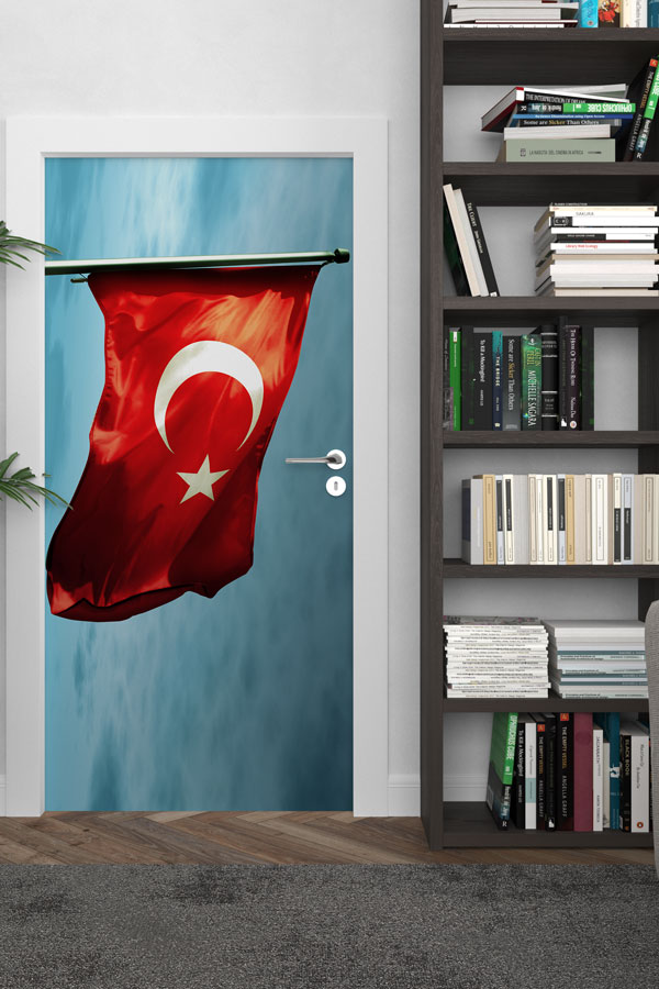 Türk Bayrağı Kapı Giydirme Baskısı 8824