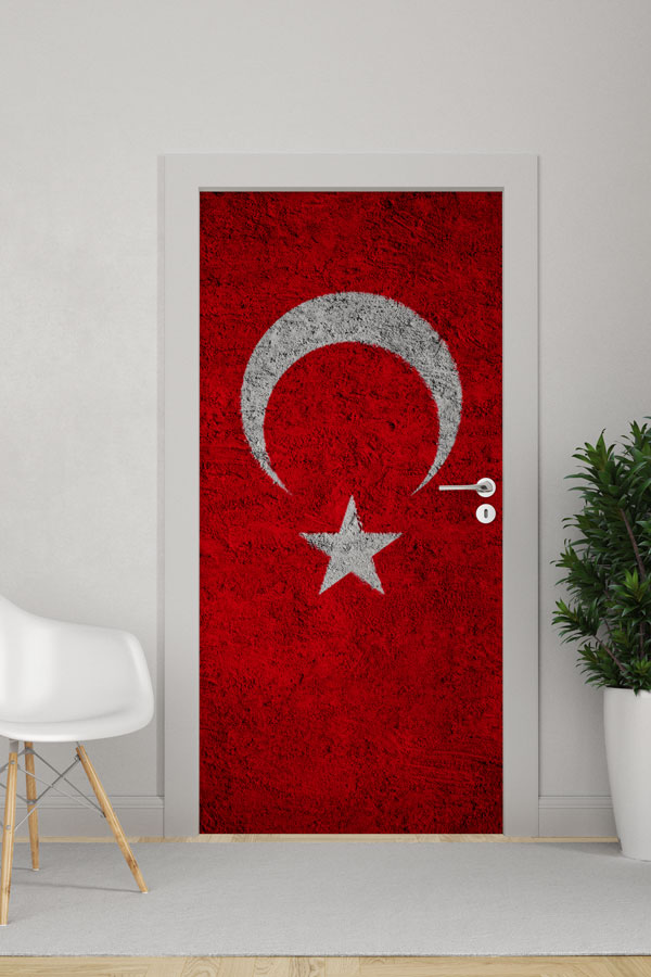 Duvar Dokulu Türk Bayrağı Kapı Giydirme 8834