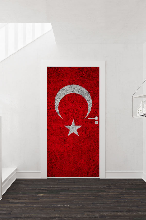 Duvar Dokulu Türk Bayrağı Kapı Giydirme 8834