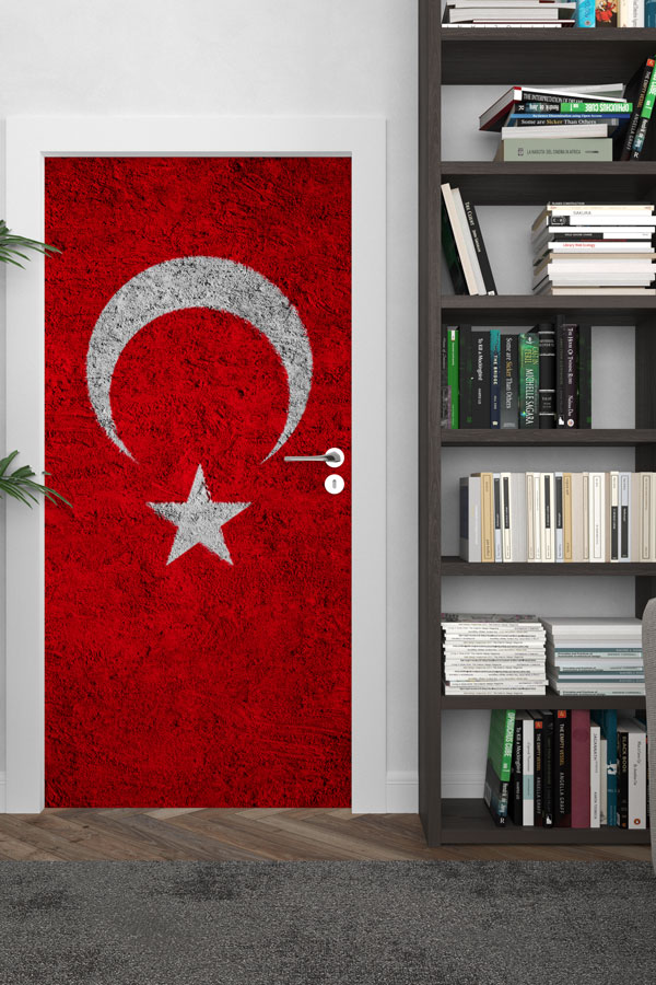 Duvar Dokulu Türk Bayrağı Kapı Giydirme 8834