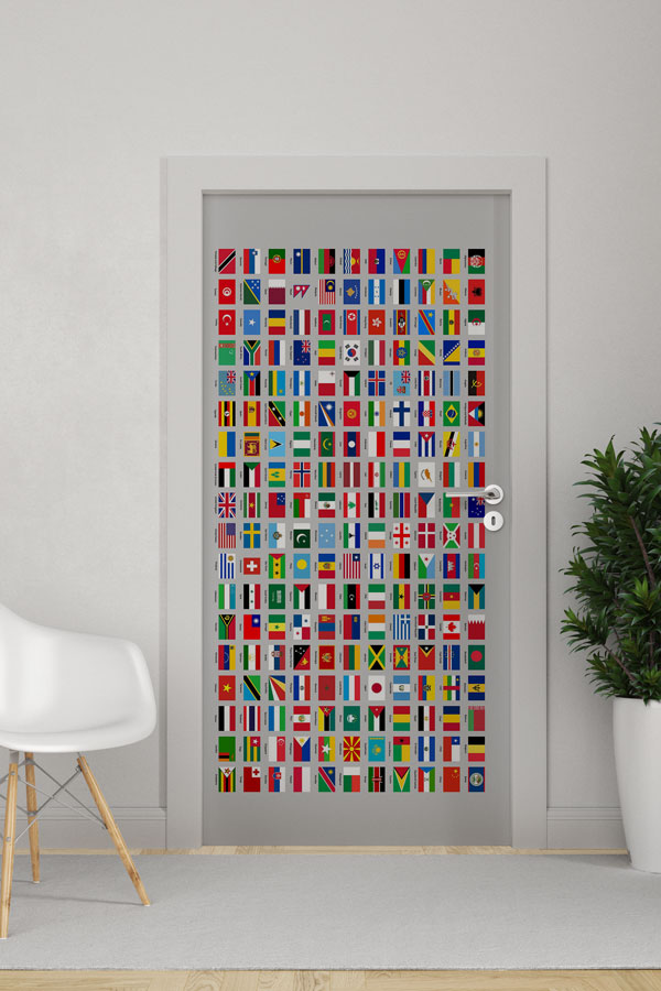 Dünya Bayrakları Kapı Giydirme 8839