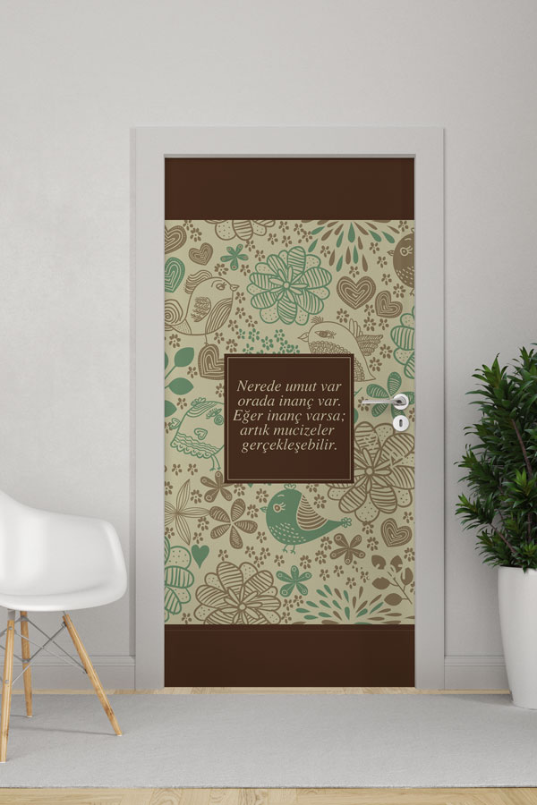 "Umut ve İnanç" Temalı Desenli Okul ve Sınıf Kapı Giydirme 8979