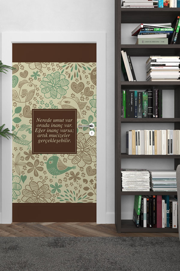 "Umut ve İnanç" Temalı Desenli Okul ve Sınıf Kapı Giydirme 8979