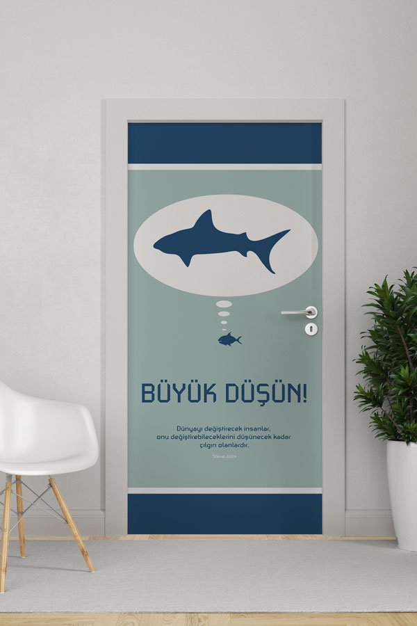 "Büyük Düşün!" Balina Temalı Kapı Giydirme 9012