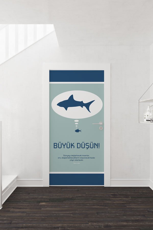 "Büyük Düşün!" Balina Temalı Kapı Giydirme 9012