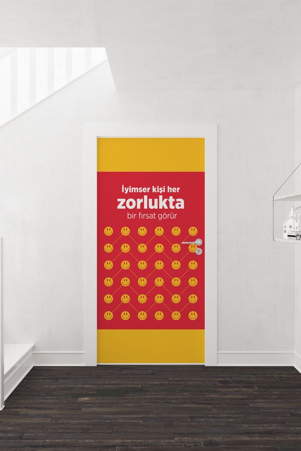 okul-sinif-kapi-giydirme-9020-01 "İyimser Kişi Her Zorlukta Bir Fırsat Görür" Pozitif Mesajlı Kapı Giydirme 9020