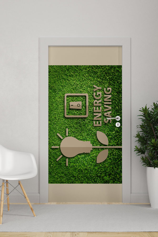 "Energy Saving" Temalı Ampul ve Elektrik Anahtarı Figürlü Kapı Giydirme 9072