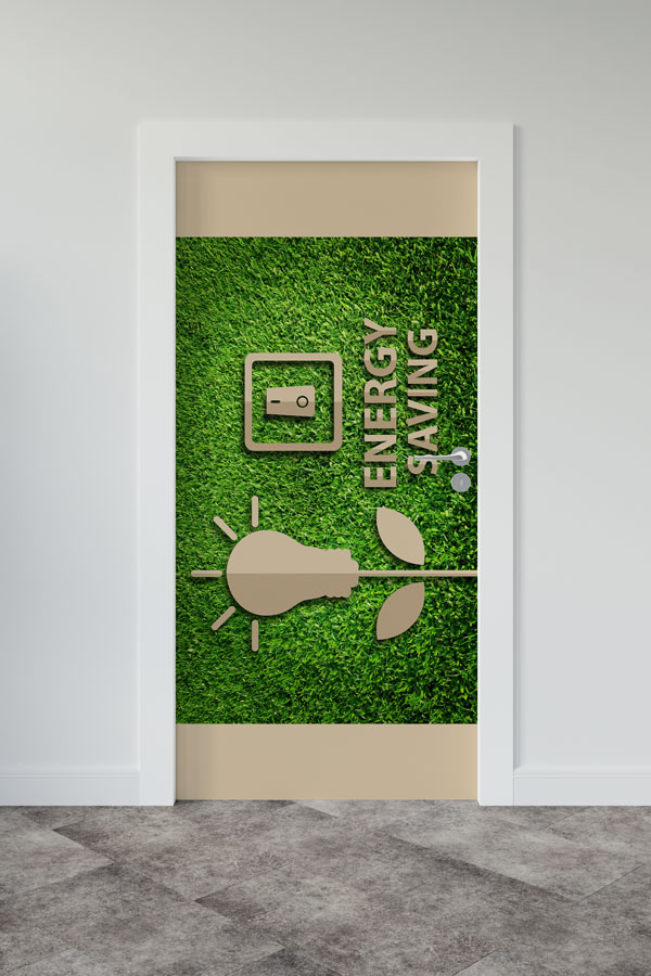 "Energy Saving" Temalı Ampul ve Elektrik Anahtarı Figürlü Kapı Giydirme 9072