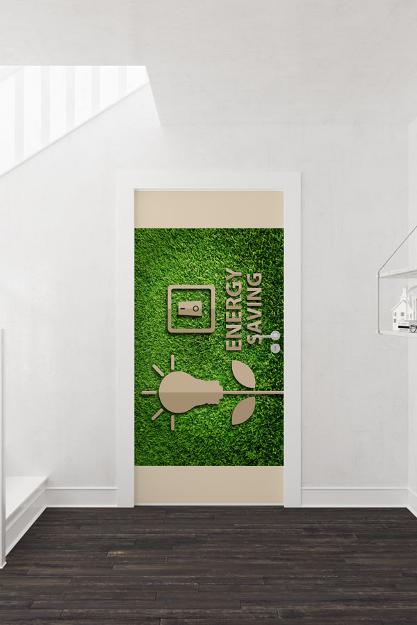 "Energy Saving" Temalı Ampul ve Elektrik Anahtarı Figürlü Kapı Giydirme 9072