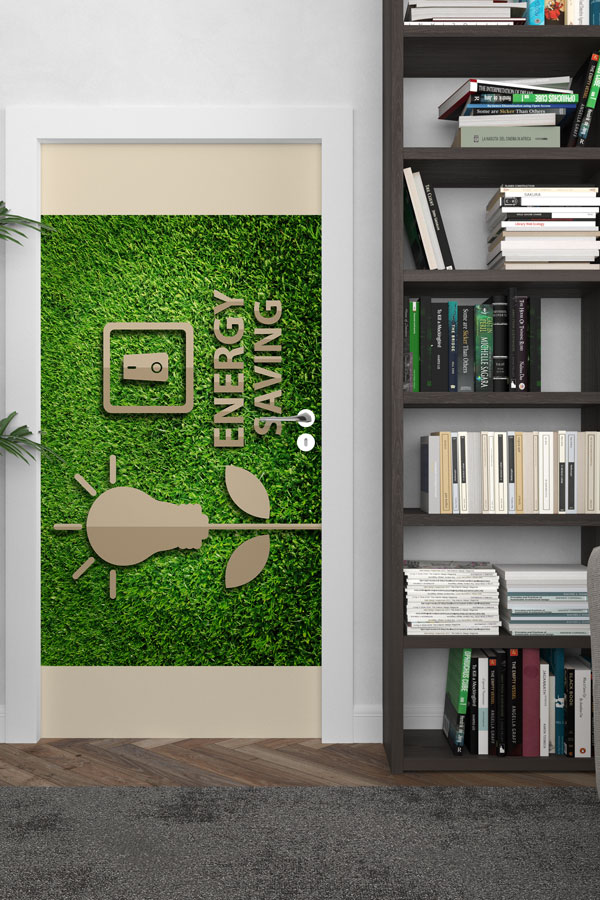 "Energy Saving" Temalı Ampul ve Elektrik Anahtarı Figürlü Kapı Giydirme 9072