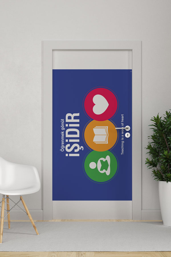 Öğrenmek Gönül İşidir Okul Kapı Giydirme 9085