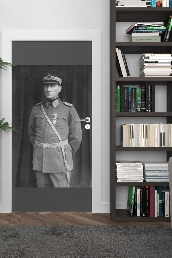 Atatürk Portresi Kapı Giydirme Askerî Üniformalı Tasarım 9125