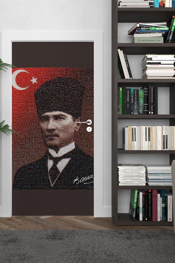Atatürk Portresi Kapı Giydirme Türk Bayraklı Tasarım 9132
