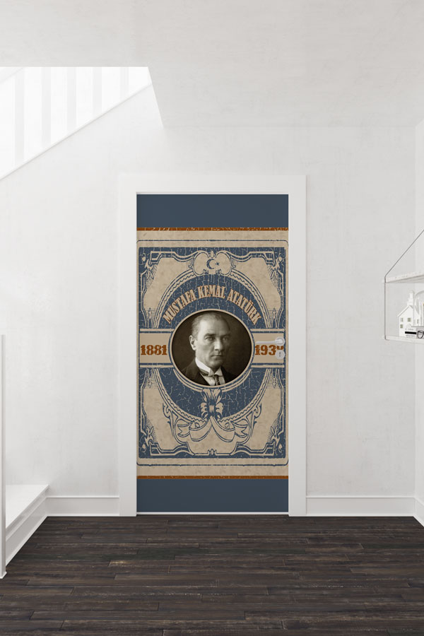 okul-sinif-kapi-giydirme-9143-01 Atatürk Portresi Kapı Giydirme Lacivert Klasik Desenli Tasarım 9143