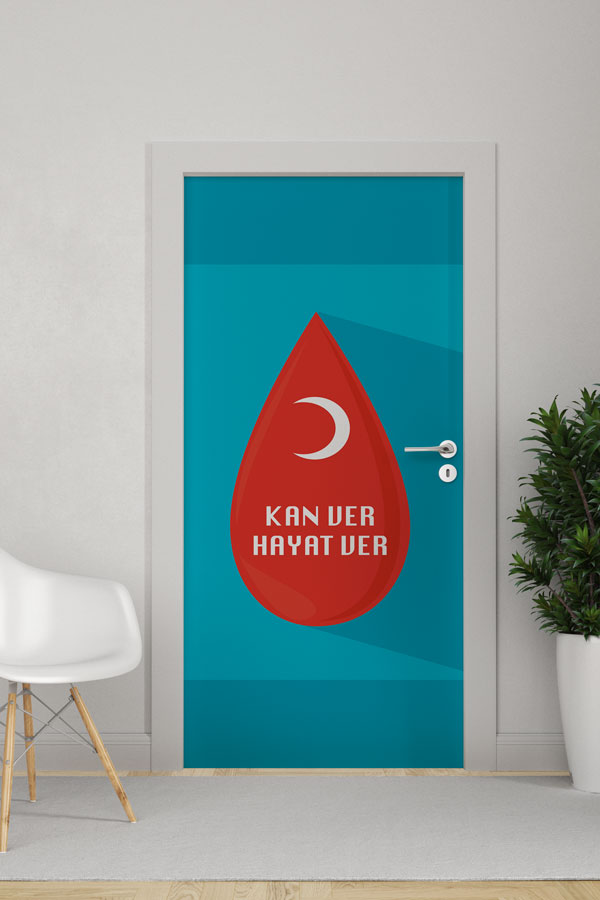 okul-sinif-kapi-giydirme-9153-0 "Kan Ver Hayat Ver" Temalı Kapı Giydirme 9153