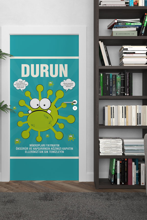 Okul Mikrop Yayılmasını Önleme Kapı Giydirme 9166