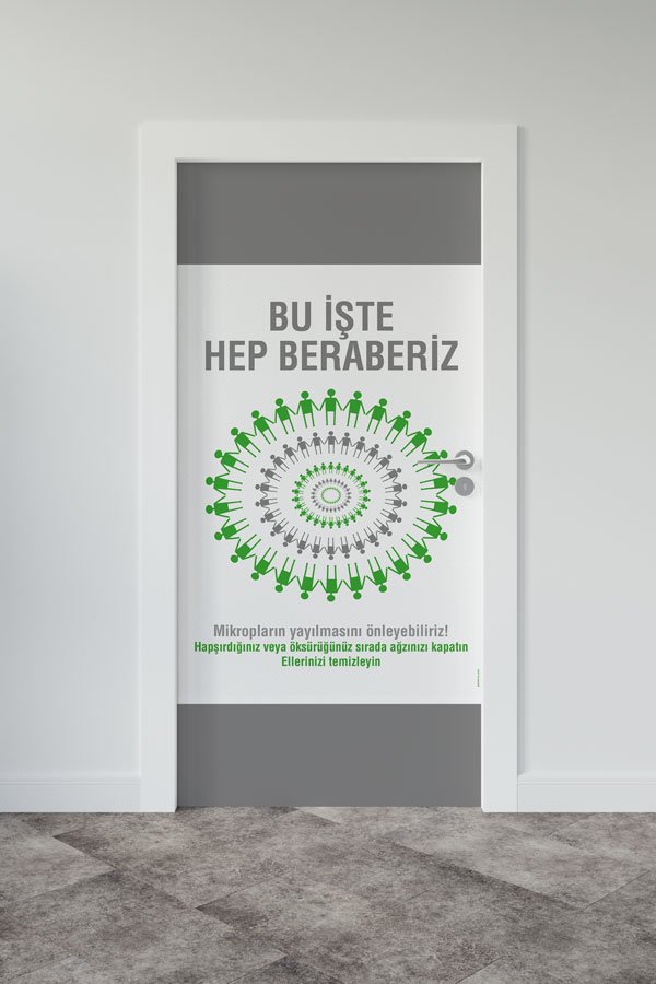 Okul Dayanışma ve Hijyen Temalı Kapı Giydirme 9167