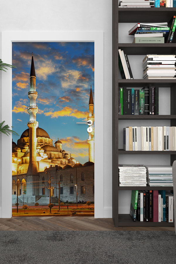 okul-sinif-kapi-giydirme-9607-02 Camii Gün Doğumu Manzaralı Kapı Giydirme Dekoratif Baskı 9607