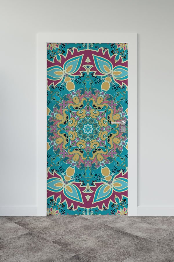 Canlı Renkli Mandala Kapı Giydirme 9527