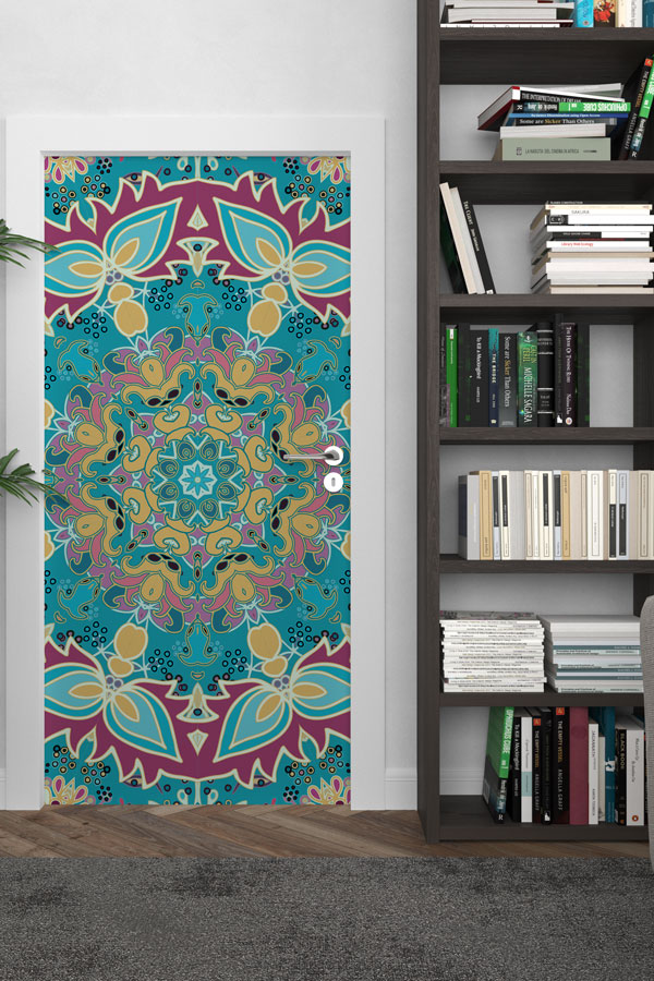 Canlı Renkli Mandala Kapı Giydirme 9527