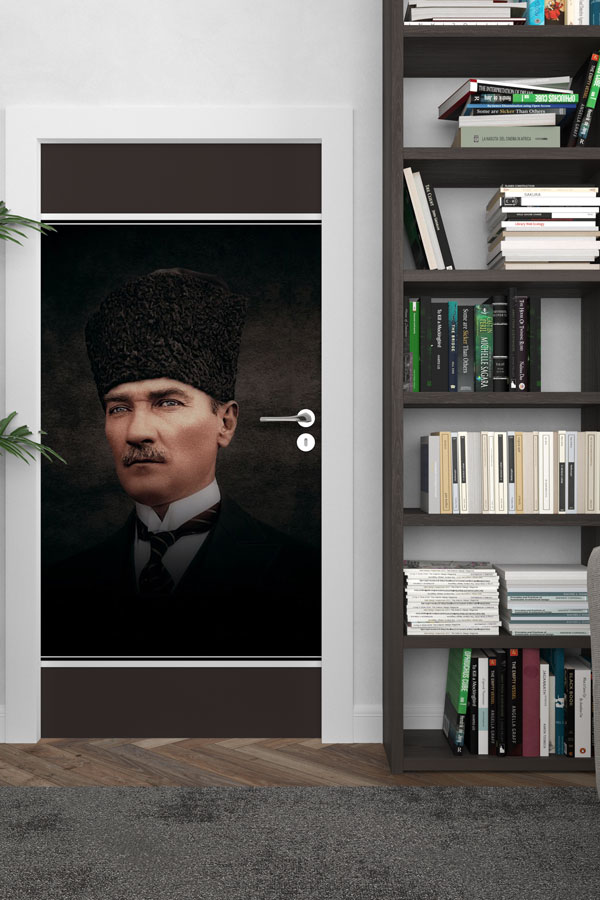 Atatürk Portresi Kapı Giydirme Siyah Klasik Tasarım 9134