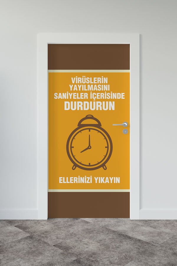 "Virüslerin Yayılımını Saniyeler İçerisinde Durdurun" Okul Kapı Giydirme 9164
