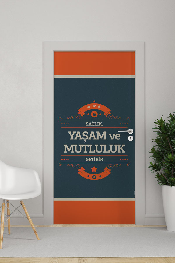 Okul Sağlık ve Mutluluk Temalı Kapı Giydirme 9176