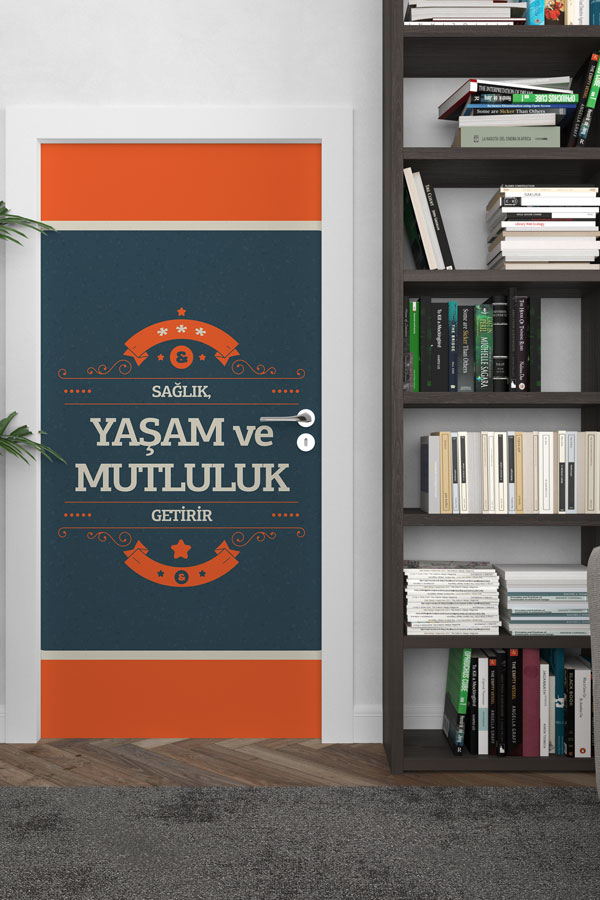 Okul Sağlık ve Mutluluk Temalı Kapı Giydirme 9176