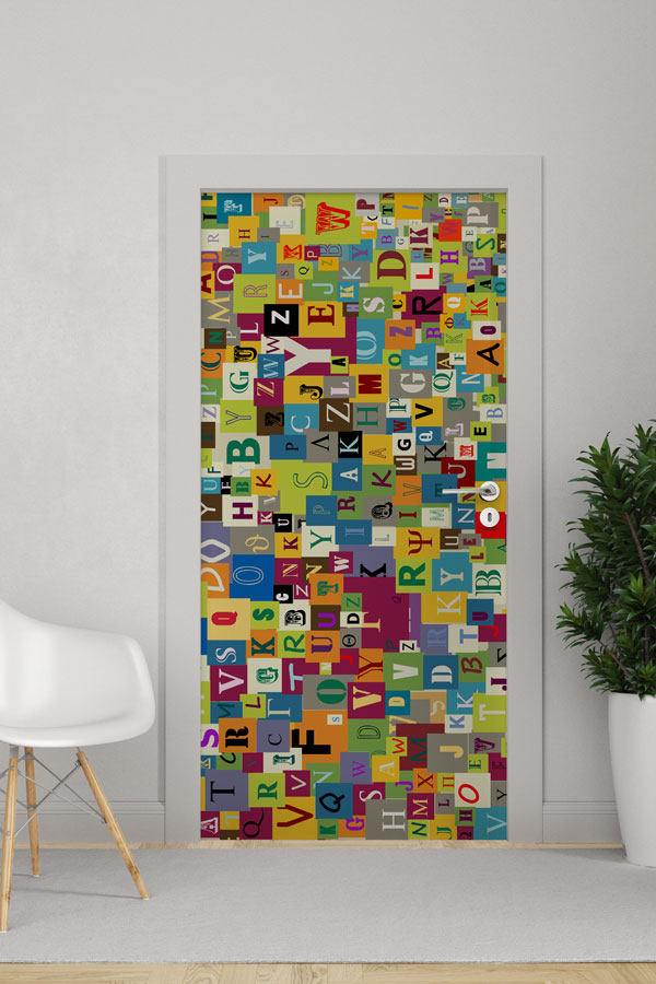 okul-sinif-kapi-gorselleri-9196-0 "Alfabe ve Harf Karışımı" Temalı Eğitici Kapı Giydirme 9196