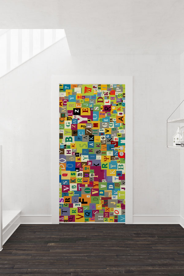 okul-sinif-kapi-gorselleri-9196-01 "Alfabe ve Harf Karışımı" Temalı Eğitici Kapı Giydirme 9196