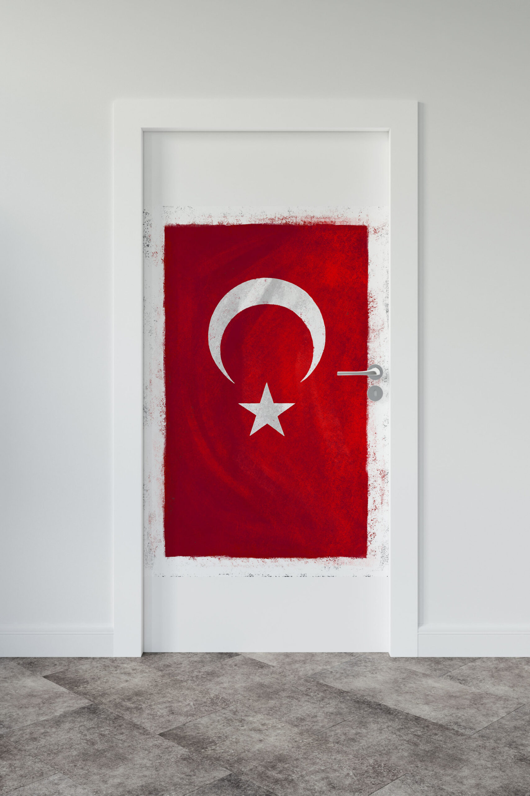 Vintage Türk Bayrağı Kapı Giydirme Tasarımı 8825