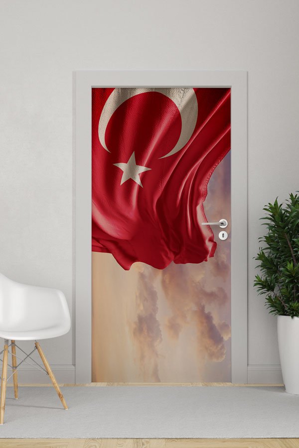 okul-sinif-kapi-tasarimi-8837-0 Gökyüzü Temalı Türk Bayrağı Kapı Giydirme 8837
