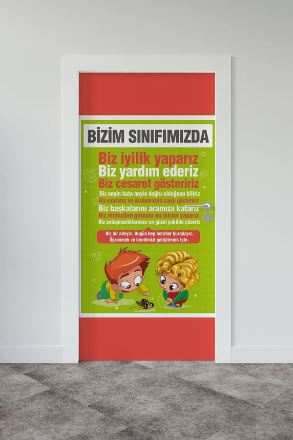 Bizim Sınıfımızda Kapı Giydirme - Sınıf Kuralları ve Değerler Eğitimi Kapı Tasarımı 8981