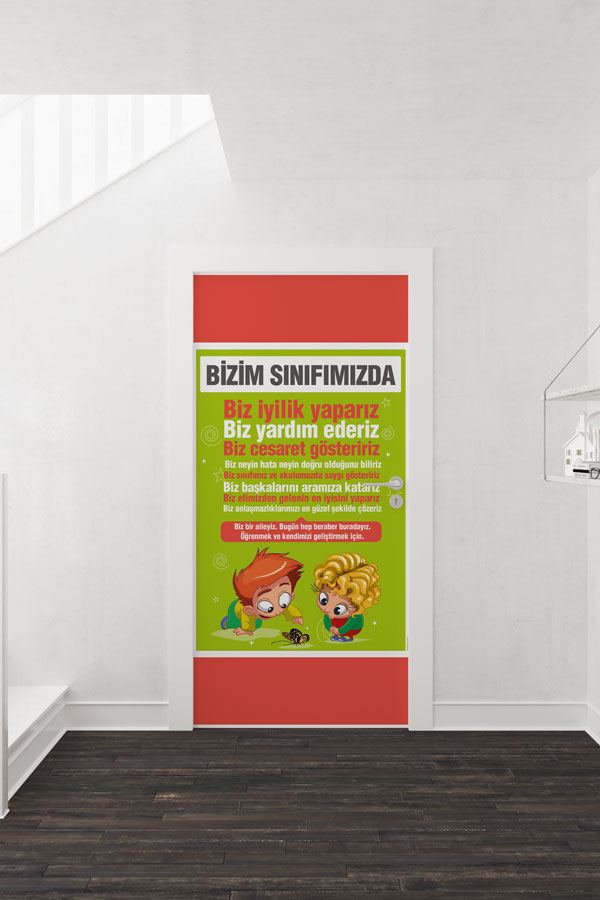 okul-sinif-kapi-tasarimi-8981-01 Bizim Sınıfımızda Kapı Giydirme - Sınıf Kuralları ve Değerler Eğitimi Kapı Tasarımı 8981