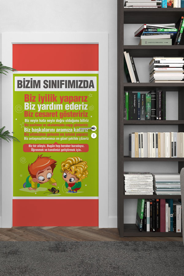 okul-sinif-kapi-tasarimi-8981-02 Bizim Sınıfımızda Kapı Giydirme - Sınıf Kuralları ve Değerler Eğitimi Kapı Tasarımı 8981
