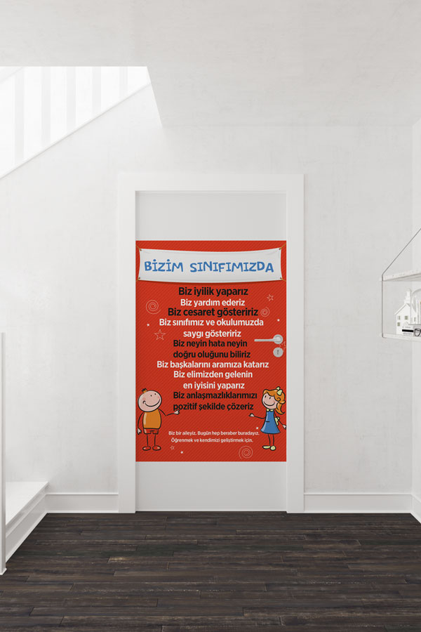 Bizim Sınıfımızda Kapı Tasarımı - Sınıf Kuralları ve Değerler Eğitimi Kapı Giydirme 8984