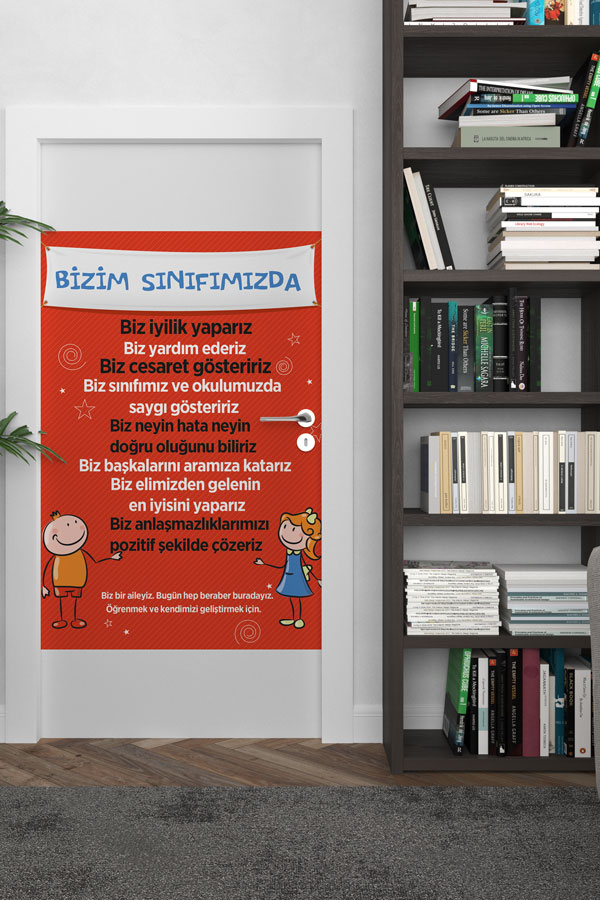Bizim Sınıfımızda Kapı Tasarımı - Sınıf Kuralları ve Değerler Eğitimi Kapı Giydirme 8984