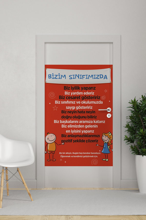 Bizim Sınıfımızda Kapı Tasarımı - Sınıf Kuralları ve Değerler Eğitimi Kapı Giydirme 8984