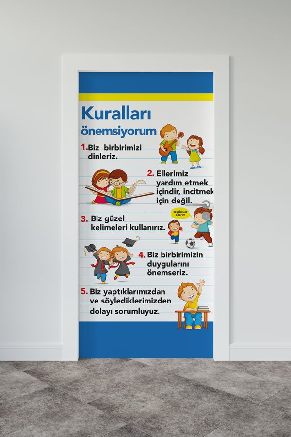 Kuralları Önemsiyorum Kapı Giydirme - Sınıf İçi Davranış ve İletişim Kuralları 8985