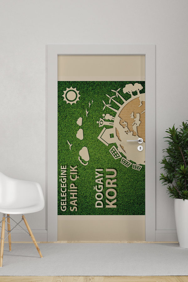 "Doğayı Koru & Geleceğine Sahip Çık" Temalı Dünya ve Yenilenebilir Enerji Kapı Giydirme 9053