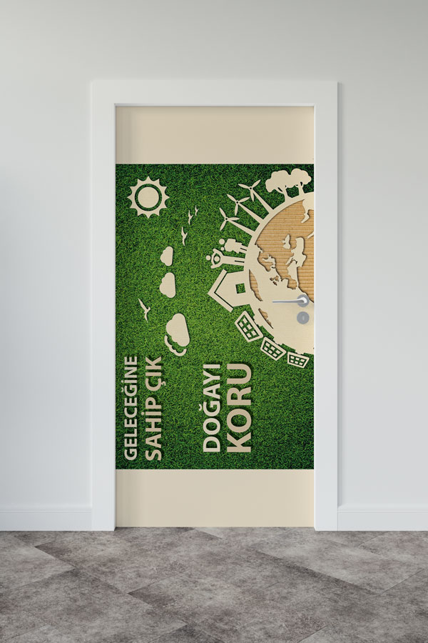"Doğayı Koru & Geleceğine Sahip Çık" Temalı Dünya ve Yenilenebilir Enerji Kapı Giydirme 9053