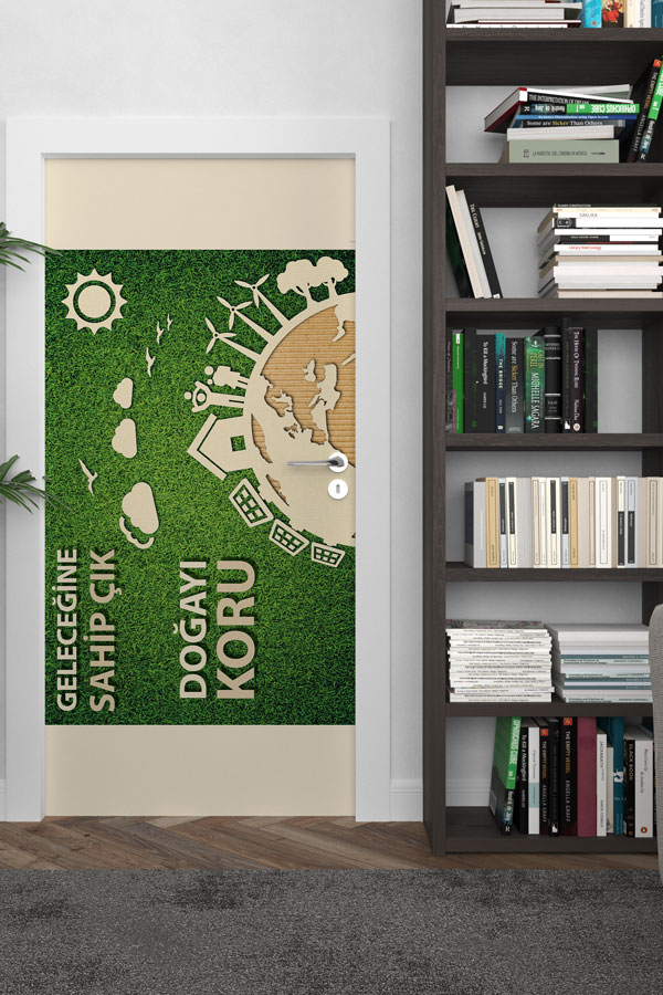"Doğayı Koru & Geleceğine Sahip Çık" Temalı Dünya ve Yenilenebilir Enerji Kapı Giydirme 9053
