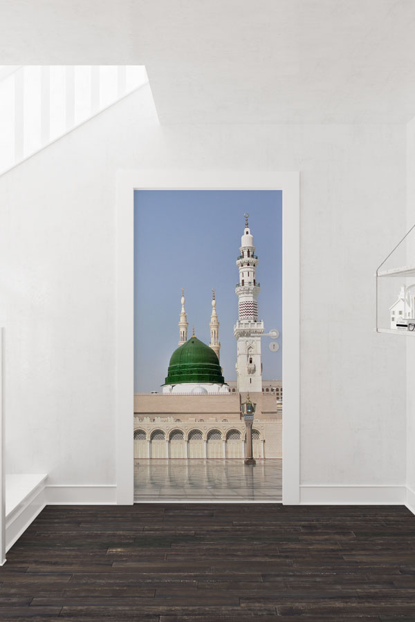 Medine Yeşil Kubbe ve Minare Görselli Kapı Giydirme 9566